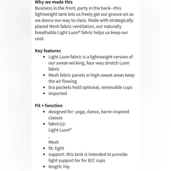 Lululemon Dance To Yoga Tank Pretty Plume Angel Wing Black / Black - Picture 7 of 16